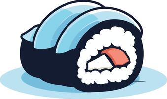 A cartoon style sushi roll with blue and white fillings, perfect for menus, branding, and social media vector