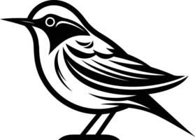 Stylized black and white illustration of a bird with a minimalist design vector