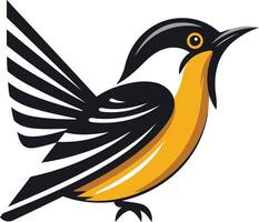 A bold, stylized bird logo design in black and yellow, perfect for a brand seeking a playful and vibrant identity vector