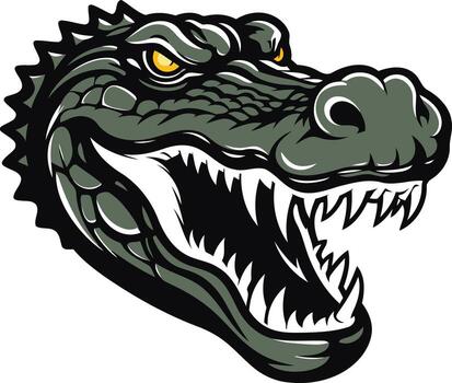 A ferocious alligator head with sharp teeth bared in a menacing growl vector