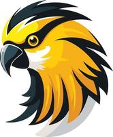 A bold and powerful parrot head logo, perfect for businesses seeking a mascot or icon with a playful yet confident edge vector