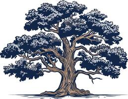 A majestic oak tree with intricate details and a rustic feel vector