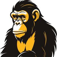 Close up of a powerful chimpanzee with a serious expression vector