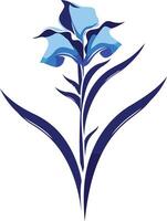 Elegant blue flower with stylized leaves, perfect for design projects, branding, or decorative purposes vector