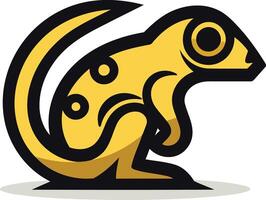 A playful, stylized cartoon of a kangaroo with a bold, black outline and a bright yellow fill vector