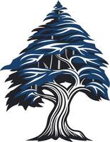A stylized blue tree with a thick trunk and wide branches, perfect for use in logos, branding, or environmental designs vector