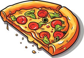 A Melted Slice of Pizza with Toppings vector