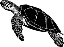 Simple black and white silhouette of a sea turtle, perfect for designs, logos, or illustrations on t-shirts, posters, and more vector