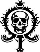 Intricate skull tattoo design featuring a crown and ornate floral elements vector
