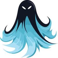 Ghostly Figure with Flowing Cyan Hair vector