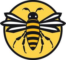 Bold and iconic bee logo design featuring a stylized bee with wings spread wide vector