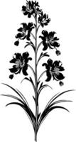 Elegant black and white silhouette of a delicate flower with intricate details, perfect for adding a touch of natural beauty to any design vector
