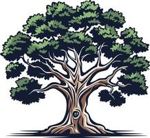 A majestic oak tree with strong branches and deep roots vector