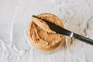 peanut butter sandwich. Healthy and tasty breakfast or snack. photo