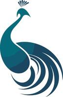A stylized peacock design in teal blue, perfect for use as a logo, icon, or decorative element vector