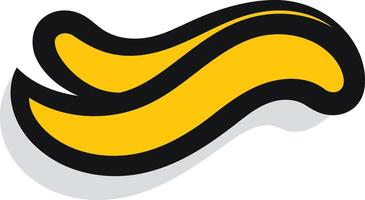 A simple, abstract logo design featuring a bold yellow wave with a black outline vector