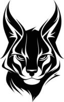 A bold, black and white element illustration of a lynx's head, ideal for branding, logos, and design projects vector