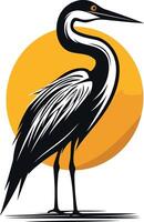 Silhouette of a Heron Against a Sunset vector