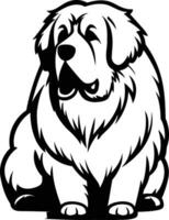 A simple, bold, black and white illustration of a sitting great pyrenees vector