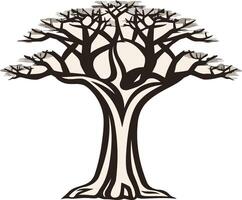 A stylized illustration of a majestic baobab tree, perfect for branding, logos, and design projects vector
