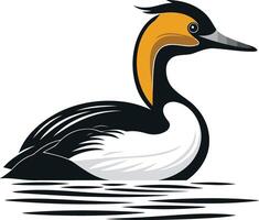 A bold and stylized illustration of a black-throated loon, a charismatic waterbird with a distinct yellow head and neck vector