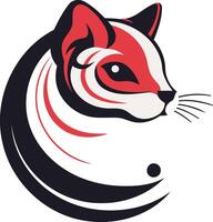 Stylized Cat Portrait with Yin Yang Symbol vector