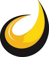 Abstract logo design featuring a stylized yellow crescent shape within a black outline vector