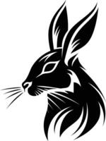 A stylized black and white rabbit head design, perfect for use as a logo, tattoo, or graphic element vector