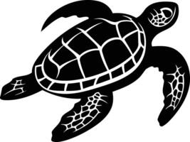 Black and white silhouette of a sea turtle in a simple, bold design vector