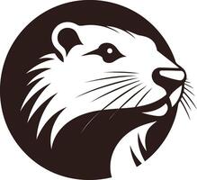 A bold, minimalist logo featuring a stylized gopher head in a circle vector
