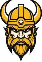 A fierce viking warrior with a horned helmet and a determined expression, perfect for branding, gaming, or sports team logos vector