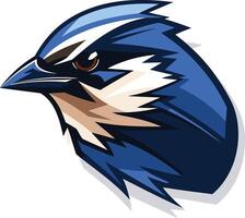 A fierce blue jay head with a sharp gaze, perfect for mascot designs, sports teams, or any project needing a strong and determined presence vector