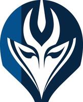 A bold and abstract logo design featuring a stylized face with sharp lines and a dramatic silhouette vector