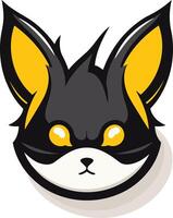 A bold and playful mascot logo featuring a black and yellow cat head with a friendly, cartoonish expression vector