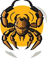 A bold, graphic illustration of a scorpion with a yellow and black color scheme, perfect for branding or gaming projects vector
