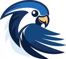 Blue and white bird logo, stylized for a strong, bold brand vector