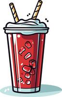 Red Smoothie with Ice Cubes and Whipped Cream vector