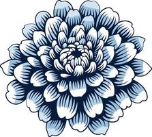 Elegant blue and white floral illustration, perfect for adding a touch of vintage charm to your designs vector