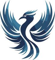 Abstract Blue Phoenix with Spread Wings vector