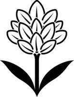 Simple, stylized black and white flower illustration, perfect for minimalist design projects, logos, or branding vector