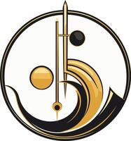 Abstract Circle with Gold and Black Shapes vector