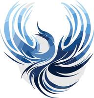 Stylized Blue Phoenix with Spread Wings vector