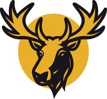 Moose Head with Antlers in a Circle vector