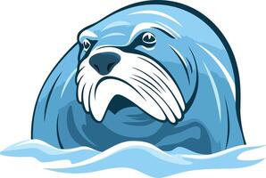 A Blue Sea Otter Rests in the Ocean vector