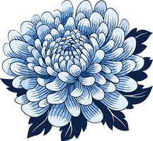 Elegant blue and white flower illustration, perfect for decorative, floral, and design projects vector