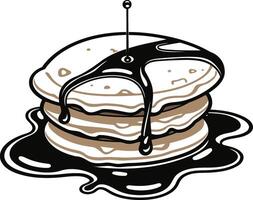 Stack of Delicious Pancakes with Syrup Drizzle vector