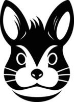Cute and simple black and white rabbit face illustration, perfect for kids' designs, branding, and logos vector