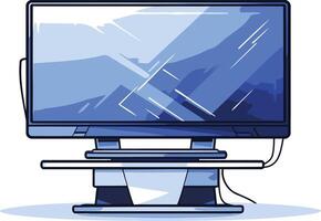 A clean and modern illustration of a computer monitor with a blue abstract background vector