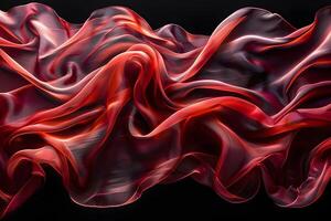 Abstract Flowing Red Fabric Waves on Black Background - Artistic Design for Print and Digital Media photo