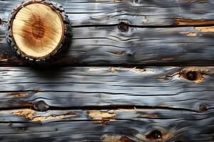 Rustic Wooden Texture with Tree Ring Cross-Section - Perfect for Background Design, Print, and Decor photo
